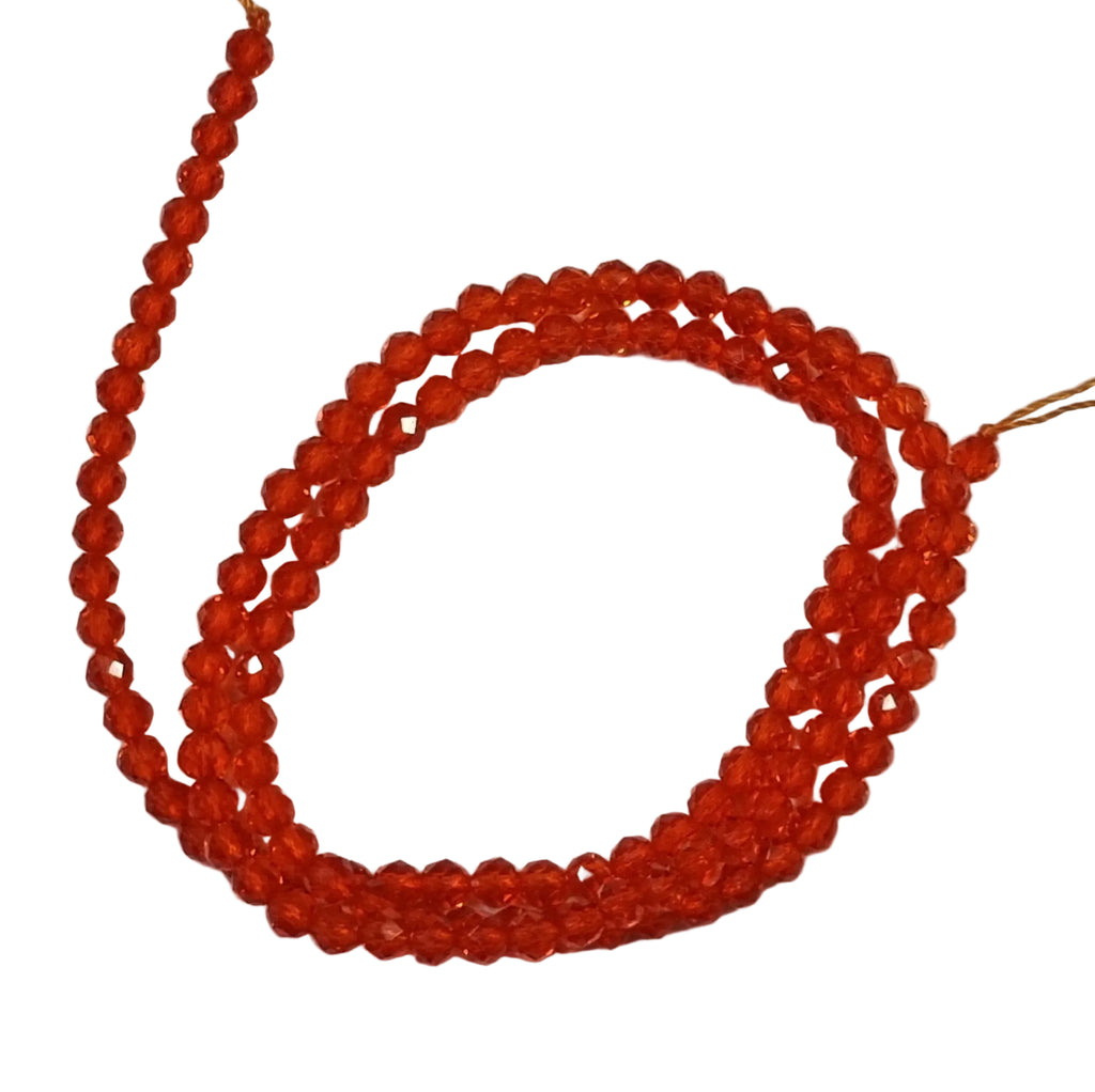 Glaspärlor Facetterade - Runda Orange 3mm 1 sträng Hilmas Pyssel