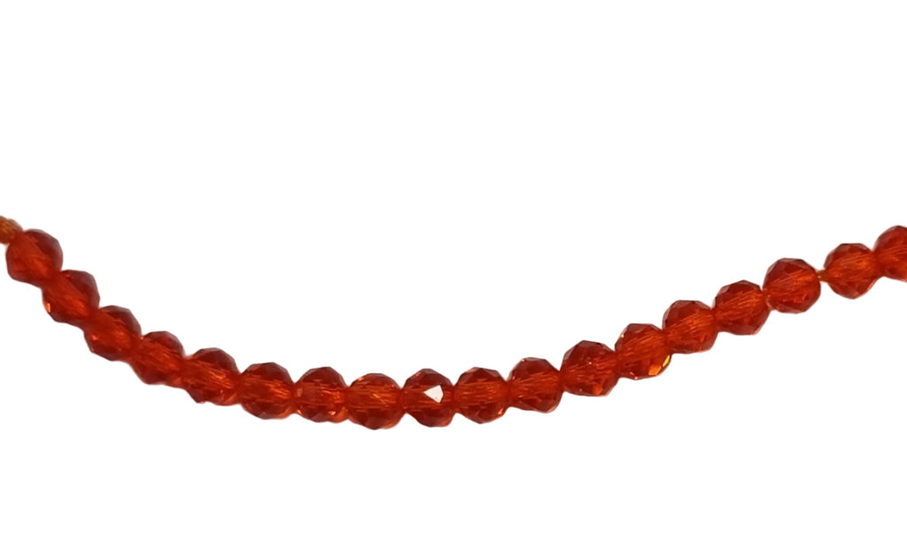 Glaspärlor Facetterade - Runda Orange 3mm 1 sträng Hilmas Pyssel