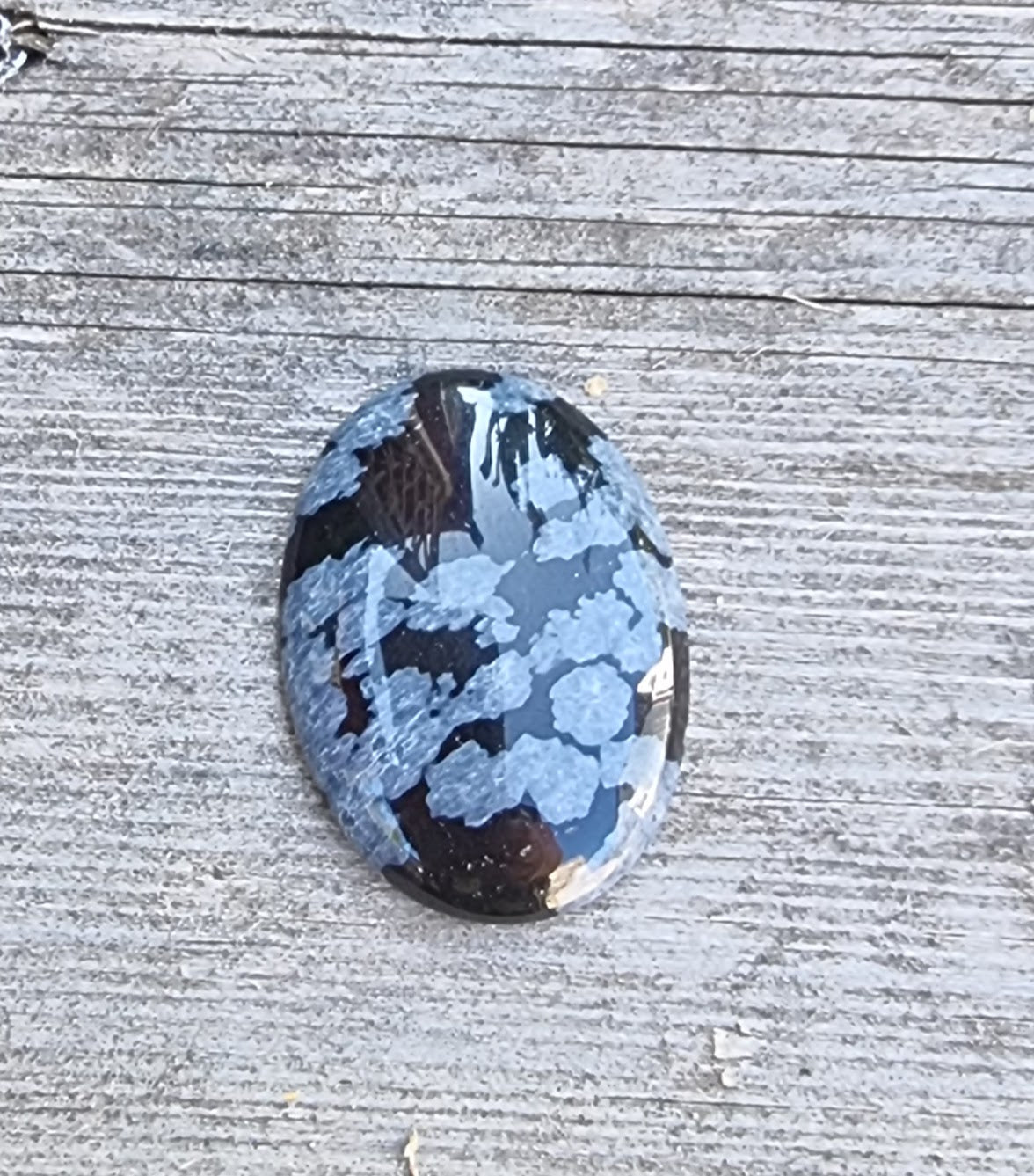 Cabochon Obsidian Snowflake - Oval 30x22mm 1 styck Hilmas Pyssel