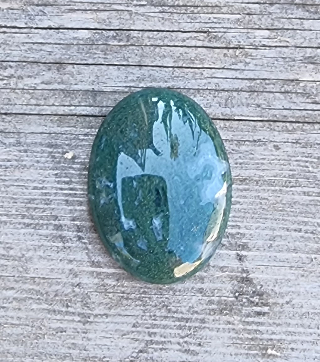 Cabochon Mossagat - Oval Mörkgrön 30x22mm 1 styck Hilmas Pyssel