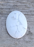 Cabochon Howlite - Oval Vit 40x30mm 1 Styck Hilmas Pyssel