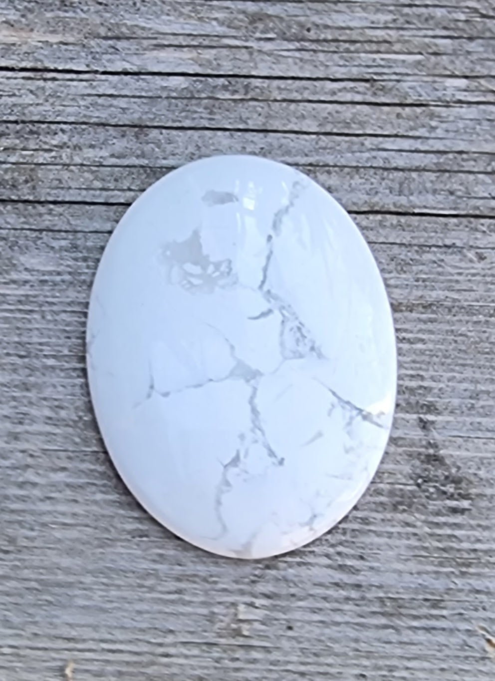 Cabochon Howlite - Oval Vit 40x30mm 1 Styck Hilmas Pyssel