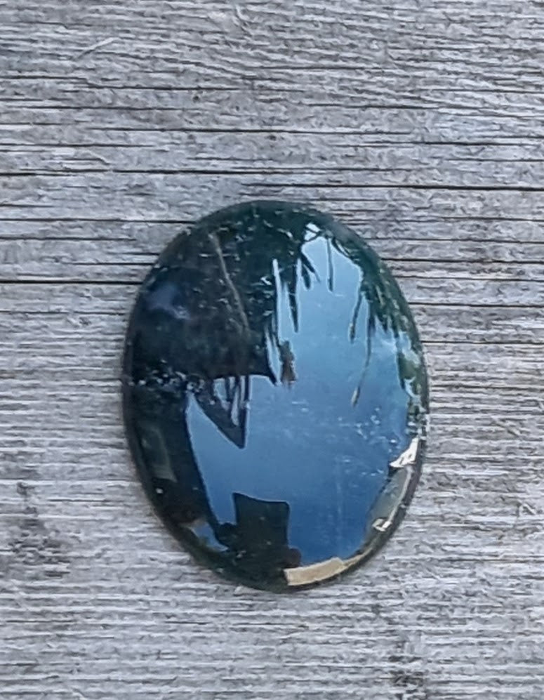 Cabochon Mossagat - Oval Mörkgrön 40x30mm 1 styck Hilmas Pyssel