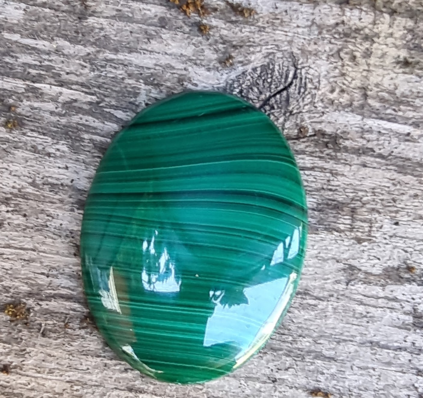 Cabochon Malachite - Oval Grön 40x30mm 1 styck Hilmas Pyssel