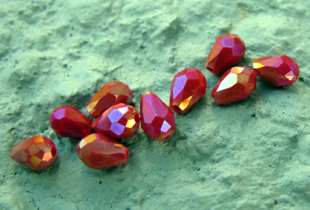Facetterade Droppar - Röda med AB, 6x4mm, 20-pack Hilmas Pyssel