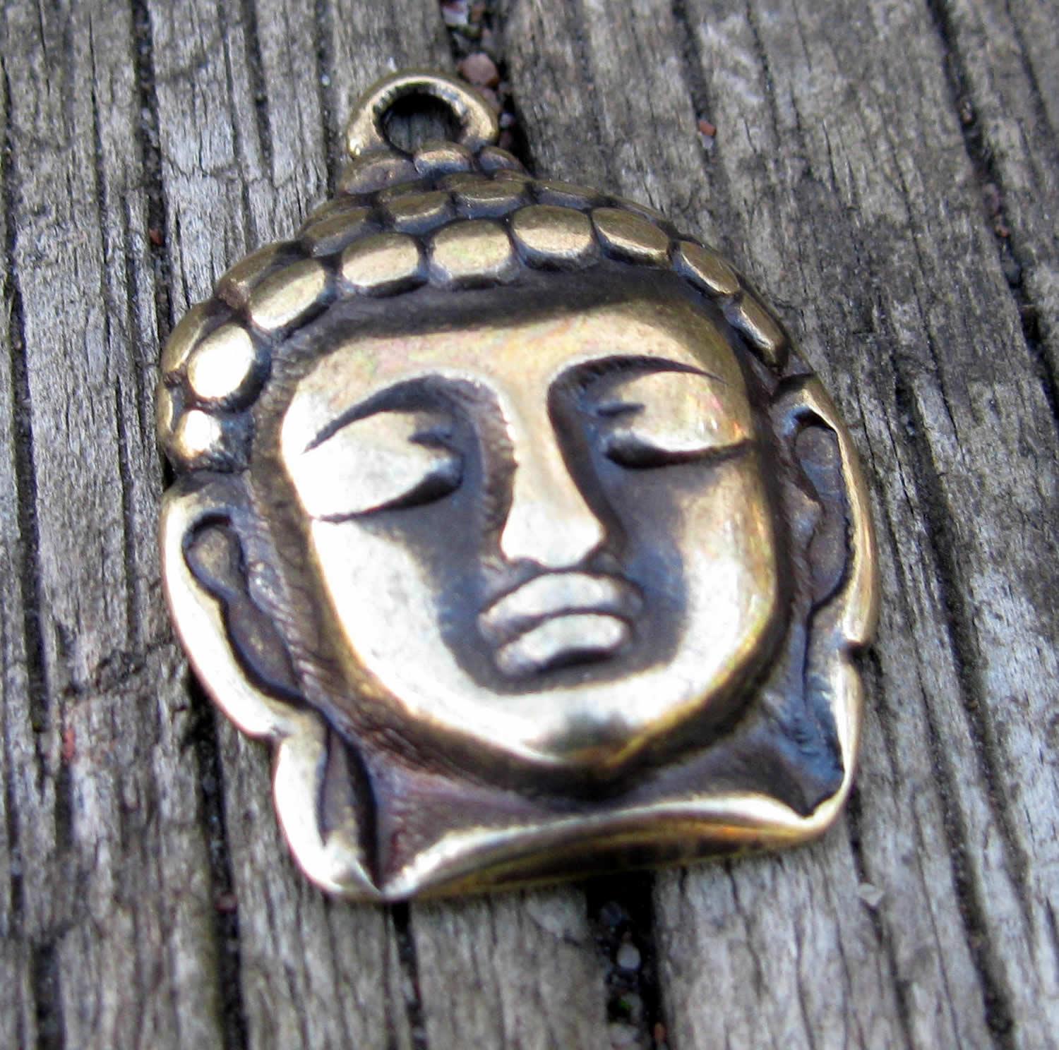 Hänge Bronsfärgad - Buddha Huvud 30x21mm 1 styck Grekisk Metall