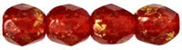 Tjeckiska Firepolish - Gold Marbled Siam Ruby 4 mm, 50-pack Hilmas Pyssel