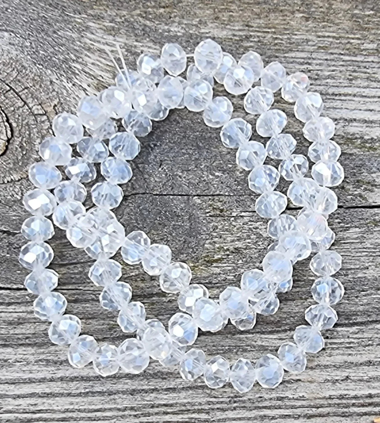 Facetterade glaspärlor - Klar med lyster, 6x4mm 1 sträng Hilmas Pyssel