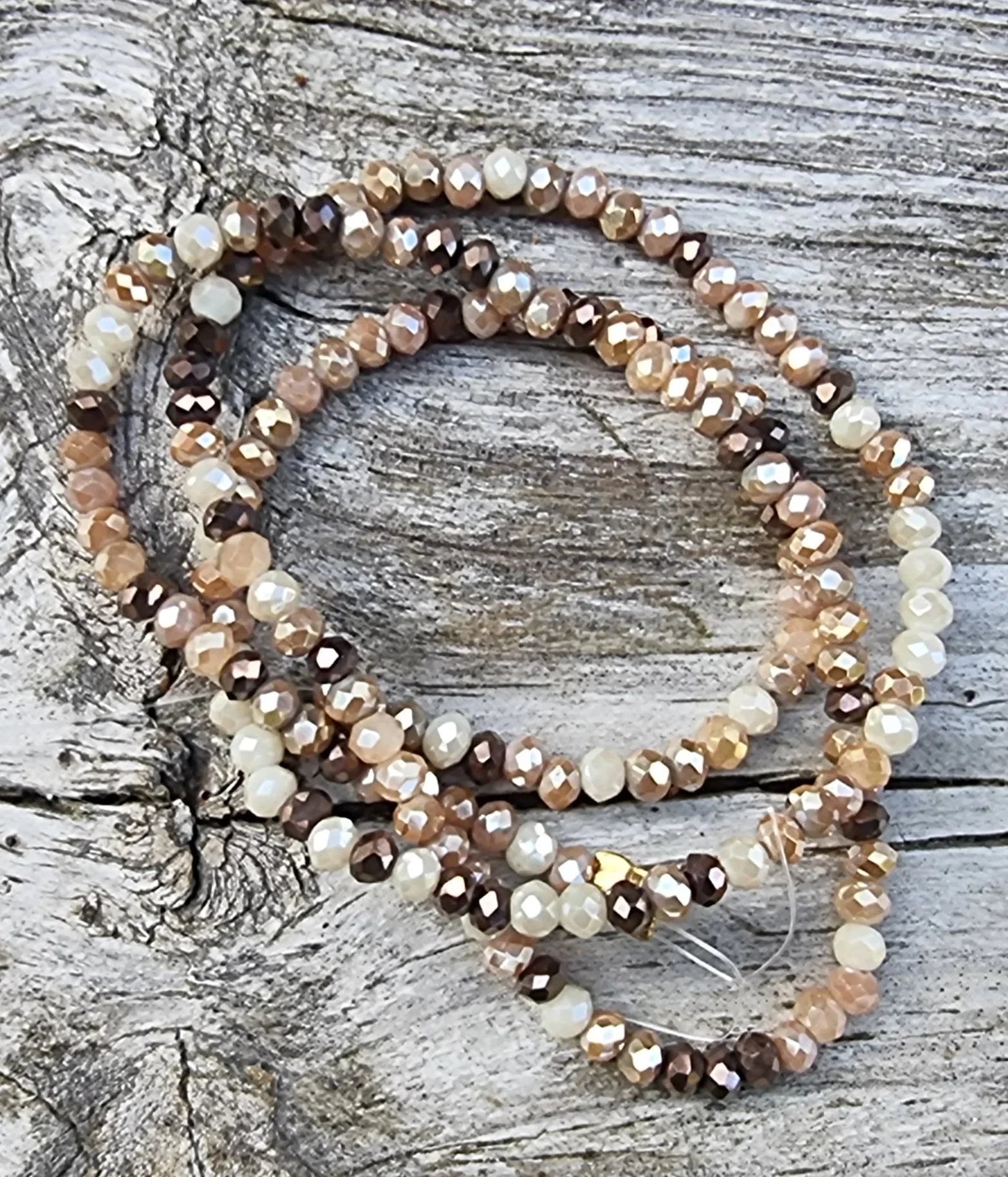 Facetterade glaspärlor - Brun mix 3x2.5mm, 1 sträng Hilmas Pyssel