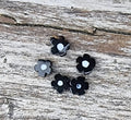 Glaspärlor Millefiori - Svarta blommor 6mm, 5-pack Hilmas Pyssel