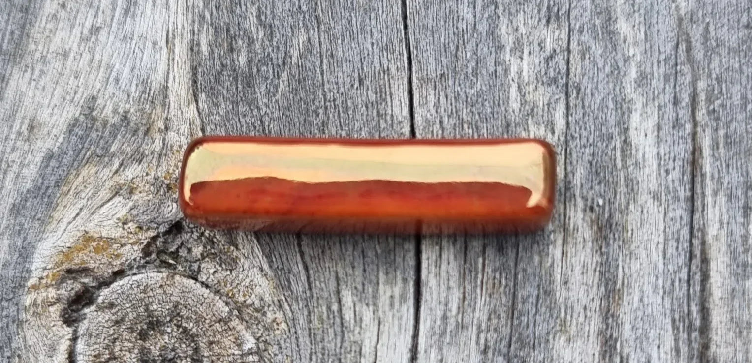 Porslinspärla - Rektangel Orange/Brun 1 styck Hilmas Pyssel