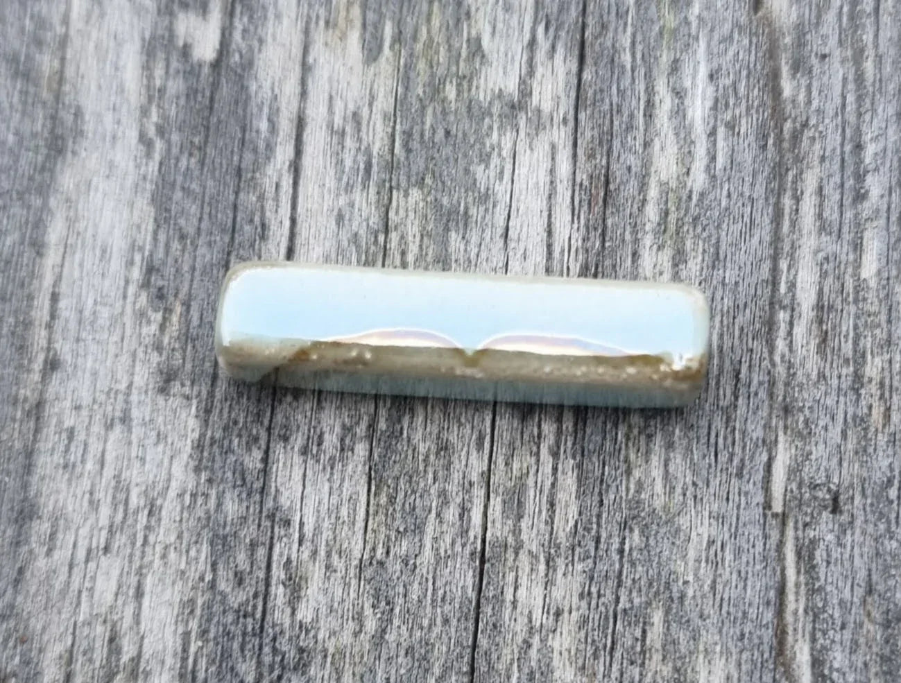 Porslinspärla - Rektangel Ljusblå/Brun 1 Styck Hilmas Pyssel