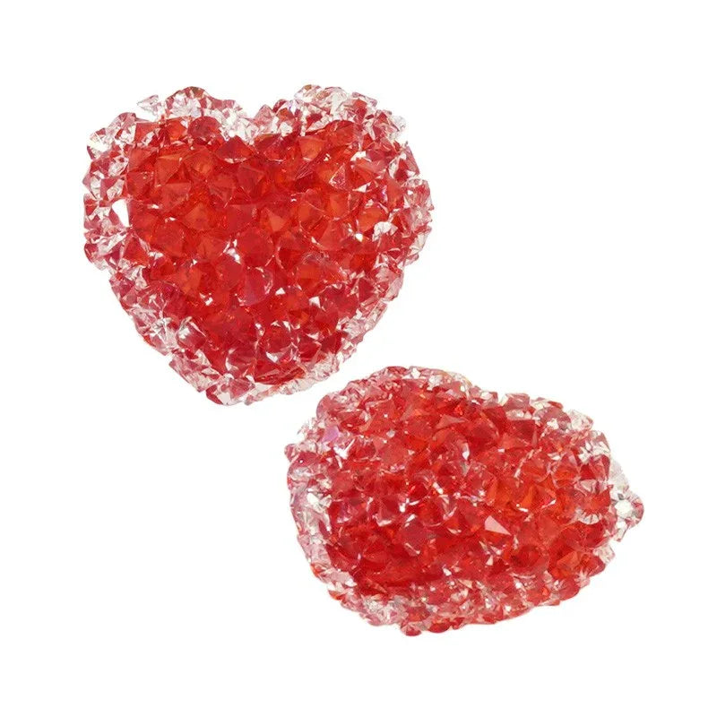 Akrylpärla - Lyx hjärta Röd 13x12mm, 1 styck Hilmas Pyssel