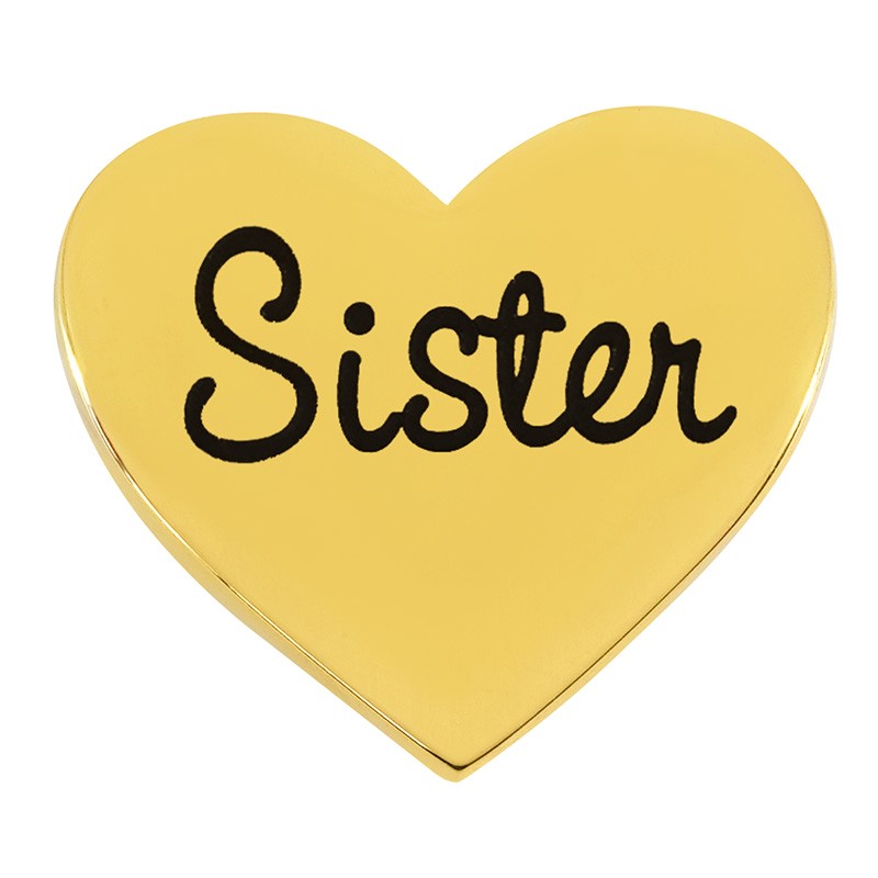 Mellandel 18k guldpläterad - Hjärta med text 'sister' 13x15mm 1 styck Grekisk Metall