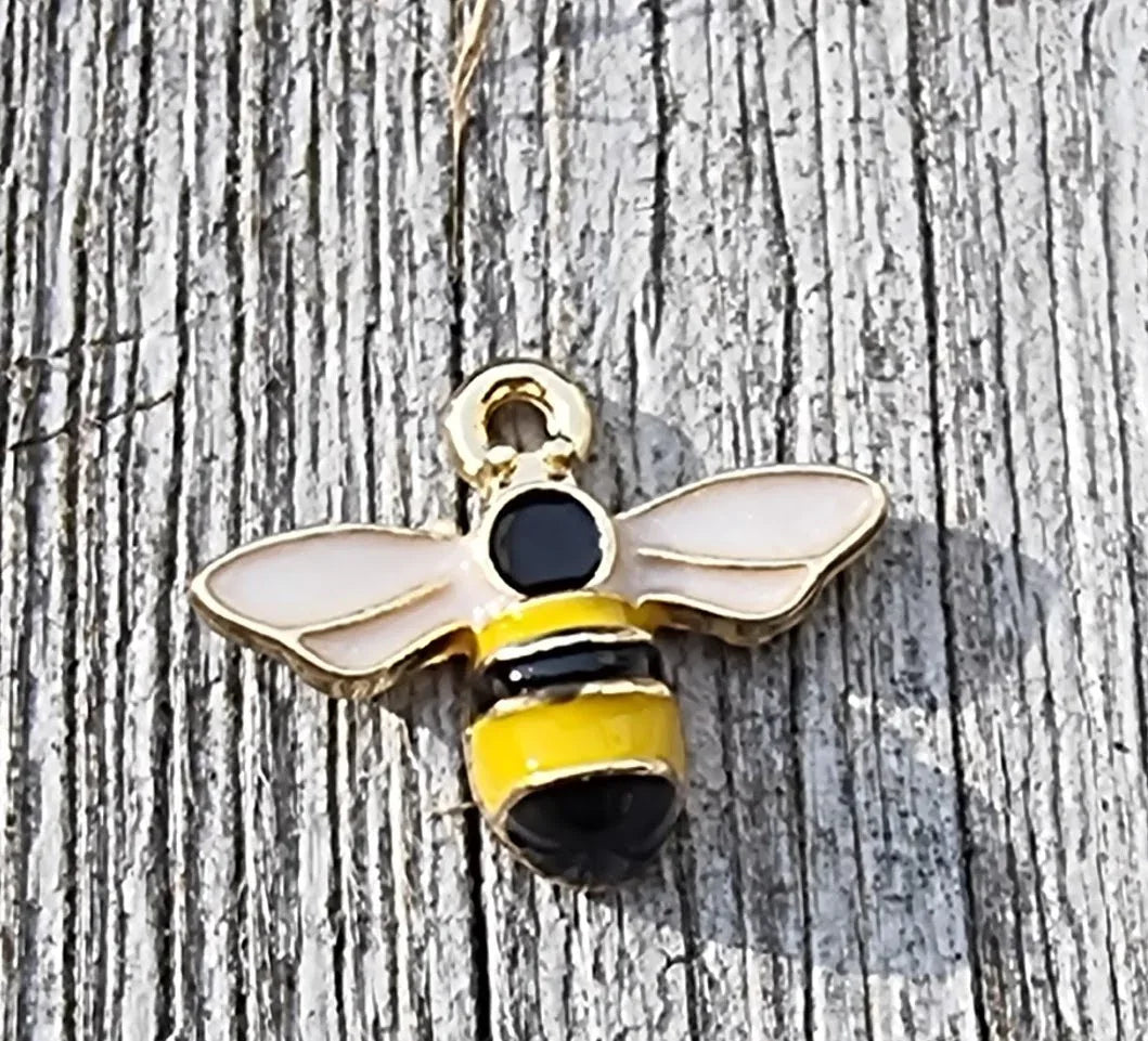 Berlock Guldfärgad - Bi med Emalj 1 Styck Grekisk Metall