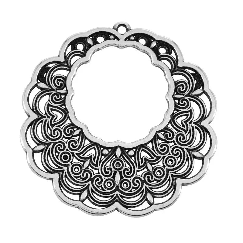 Hänge Silverpläterad - Filigree Stor rund 49mm 1 styck Grekisk Metall
