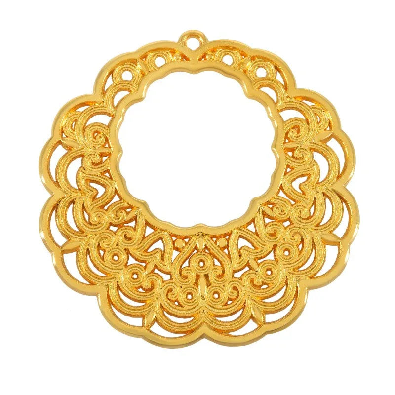 Hänge 24k guldpläterad - Filigree Stor rund 49mm 1 styck Grekisk Metall