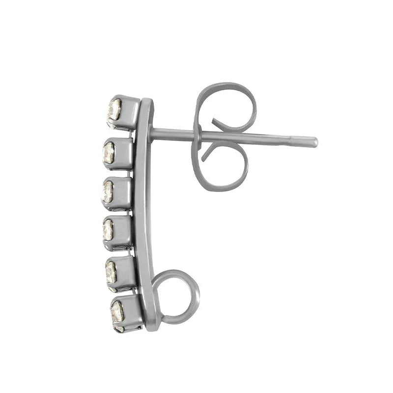 Örstickare Rostfrittstål - Rak med strass, 2-pack Grekisk Metall