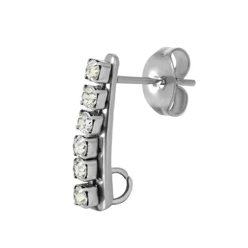 Örstickare Rostfrittstål - Rak med strass, 2-pack Grekisk Metall