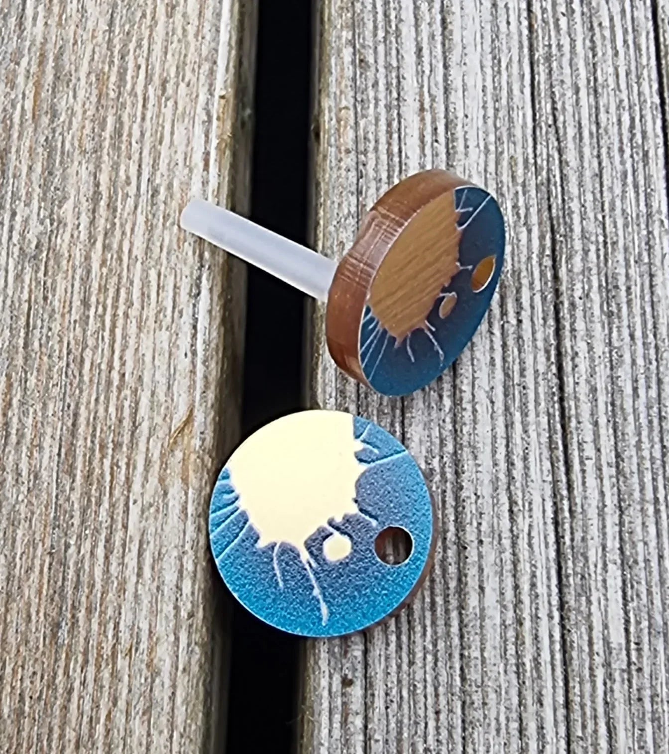 Örstickare Akryl - Petrol med Guld Splash 15mm, 2-Pack Grekisk Metall