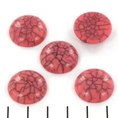 Cabochon av akryl - Rund rosa krackelerad 18mm 1 styck Hilmas Pyssel