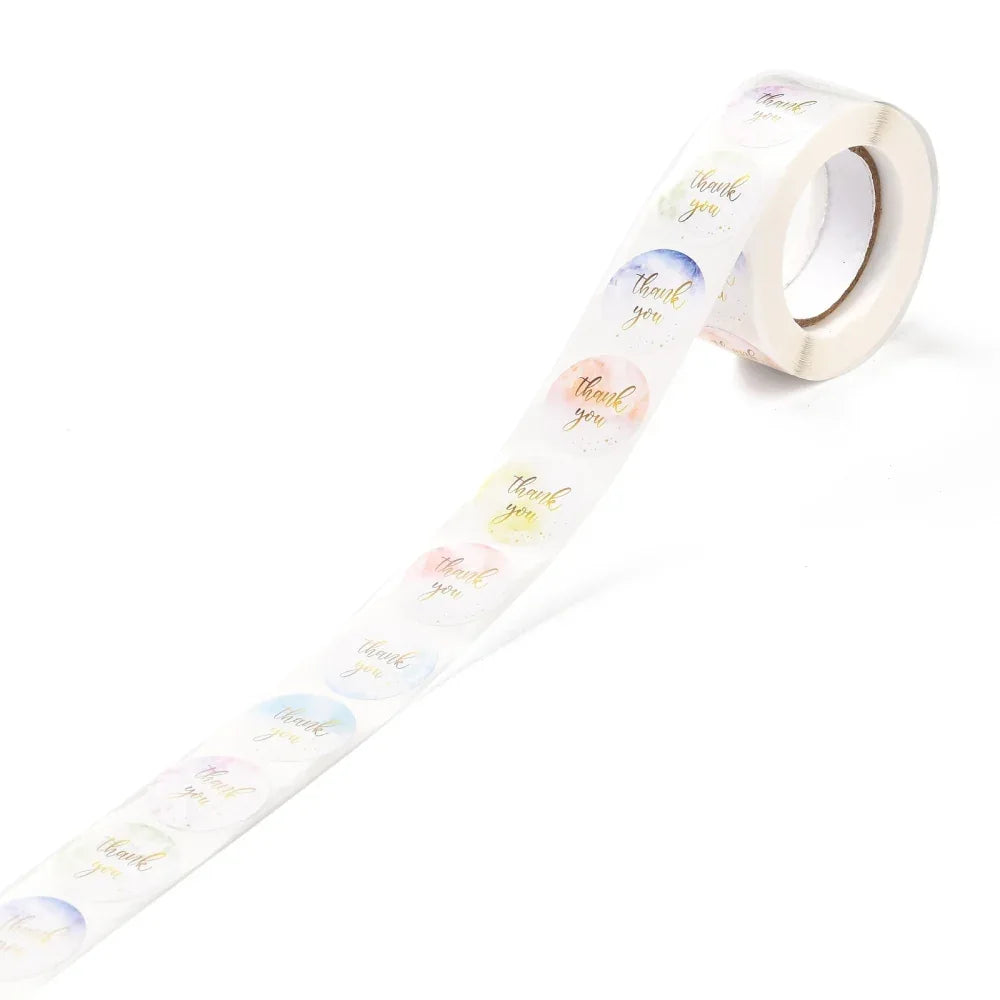 Klistermärken - Rund Thank you Mix Ljus Pastell 1 Rulle Hilmas Pyssel