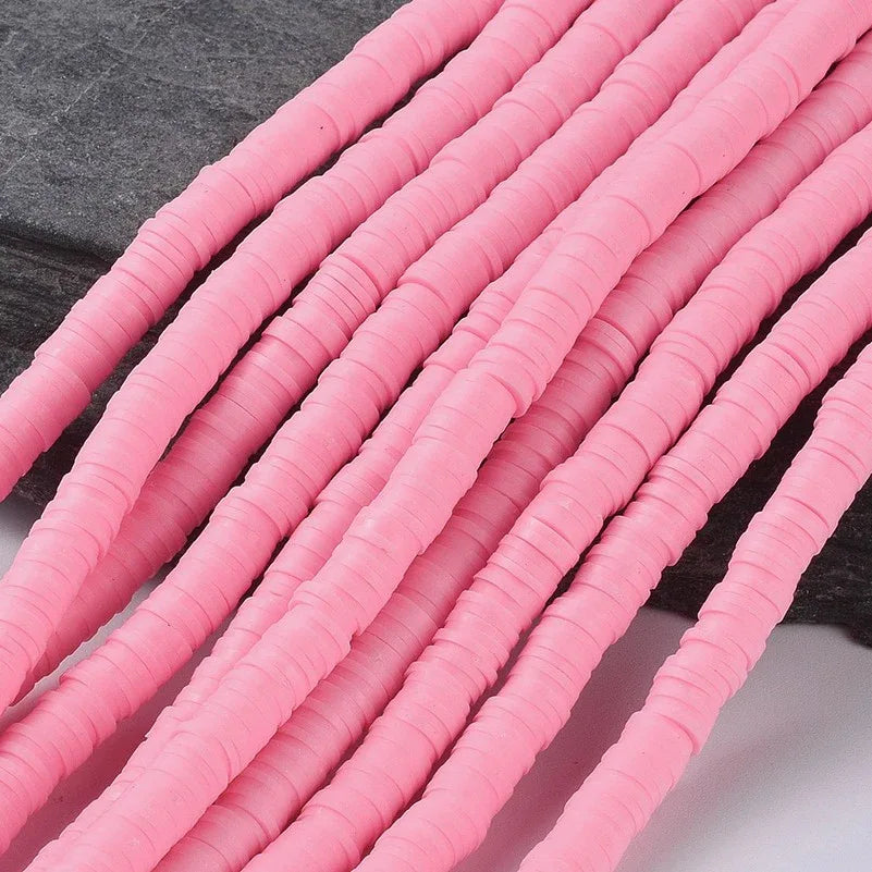 Heishi pärlor - Flamingo 3mm 1 sträng Hilmas Pyssel