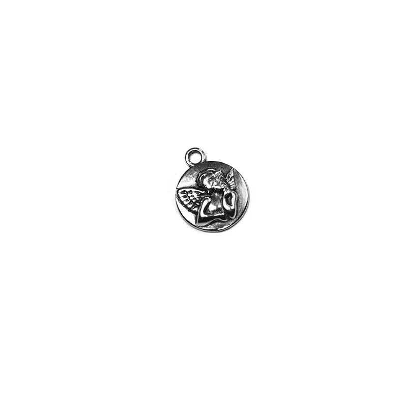 Berlock Silverpläterad - Rund Cupid 15mm 1 styck Grekisk Metall