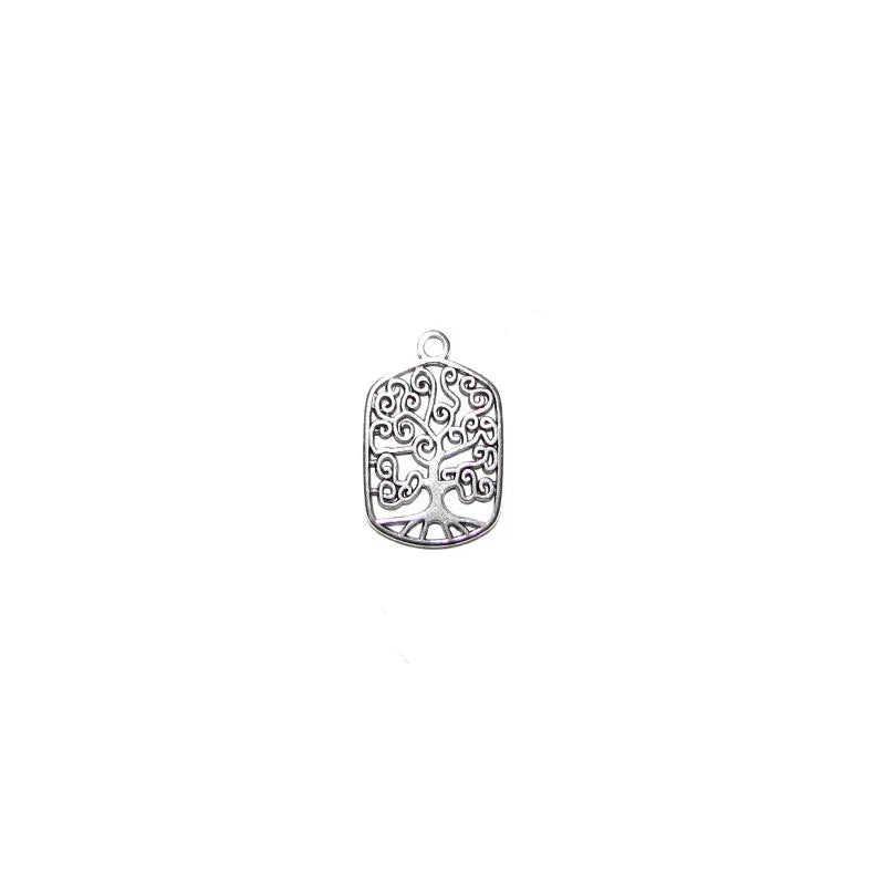 Berlock Silverpläterad - Rektangel med Tree of Light 14x19mm 1 styck Grekisk Metall