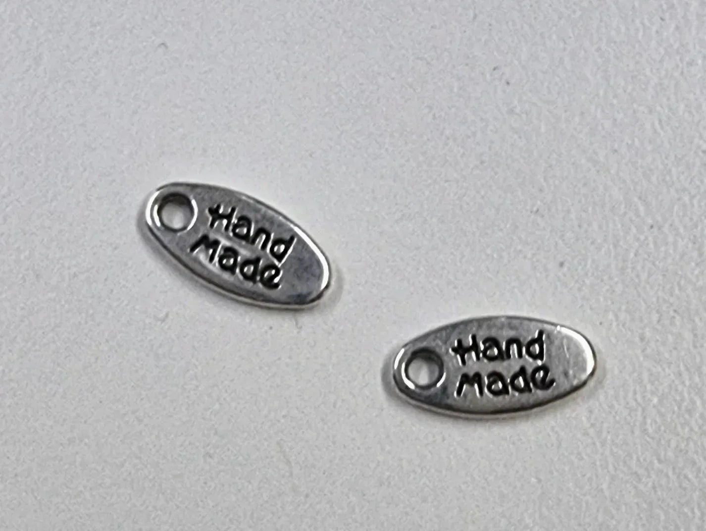 Berlock Silverpläterad - Liten oval hand made 5x11mm 4-pack Grekisk Metall