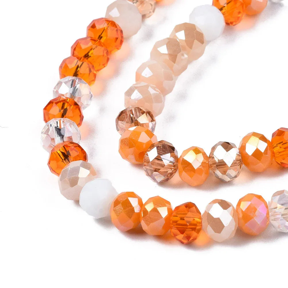 Facetterade glaspärlor - Orange Mix, 6x5mm 1 sträng Hilmas Pyssel