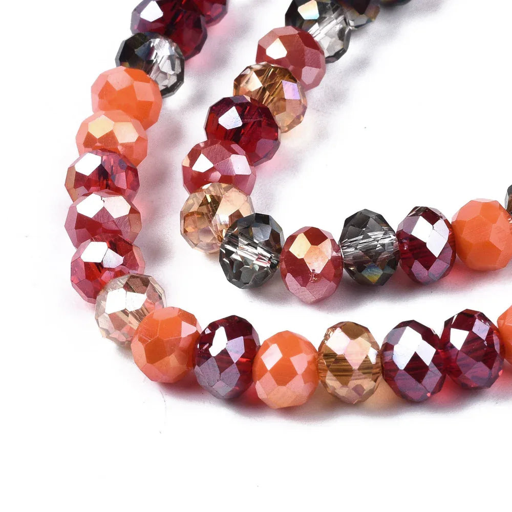 Facetterade glaspärlor - Röd Mix, 6x5mm 1 sträng Hilmas Pyssel