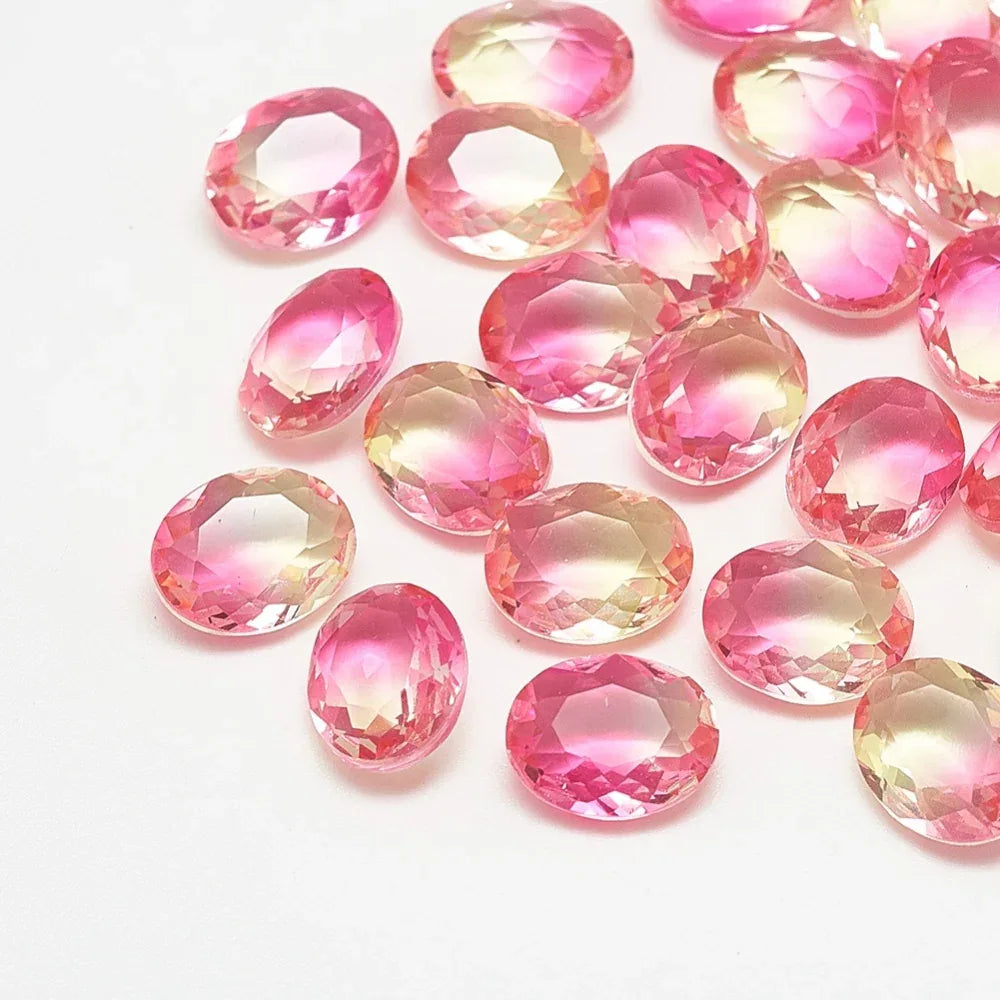Kinesisk strass - Oval Light Rose/Yellow 8x10mm 1 styck Hilmas Pyssel