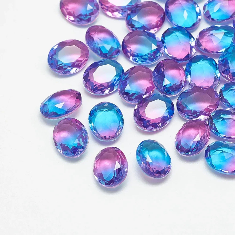 Kinesisk strass - Oval Sapphire/Fuchsia 8x10mm 1 styck Hilmas Pyssel