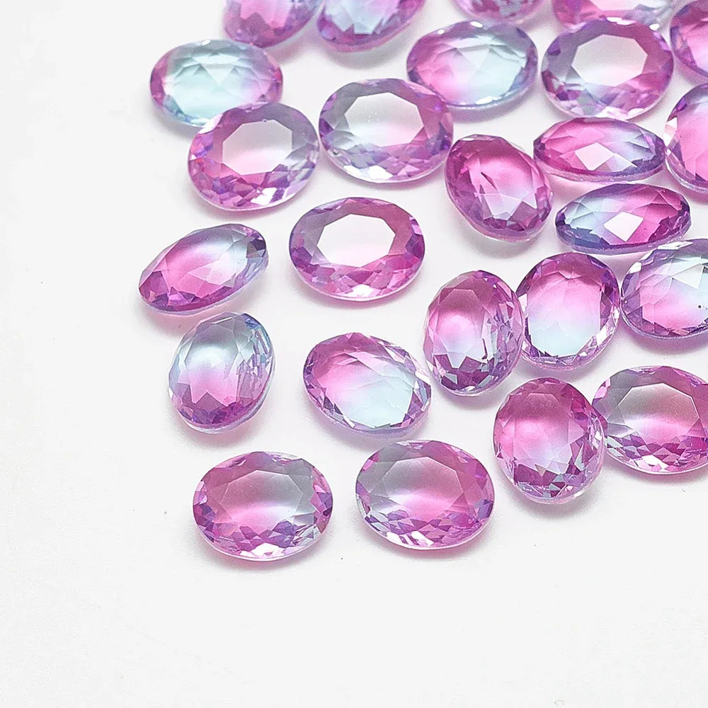Kinesisk Strass - Oval Fuchsia/Light Blue 8x10mm 1 styck Hilmas Pyssel