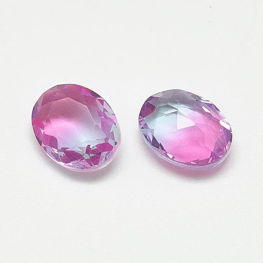 Kinesisk Strass - Oval Fuchsia/Light Blue 8x10mm 1 styck Hilmas Pyssel