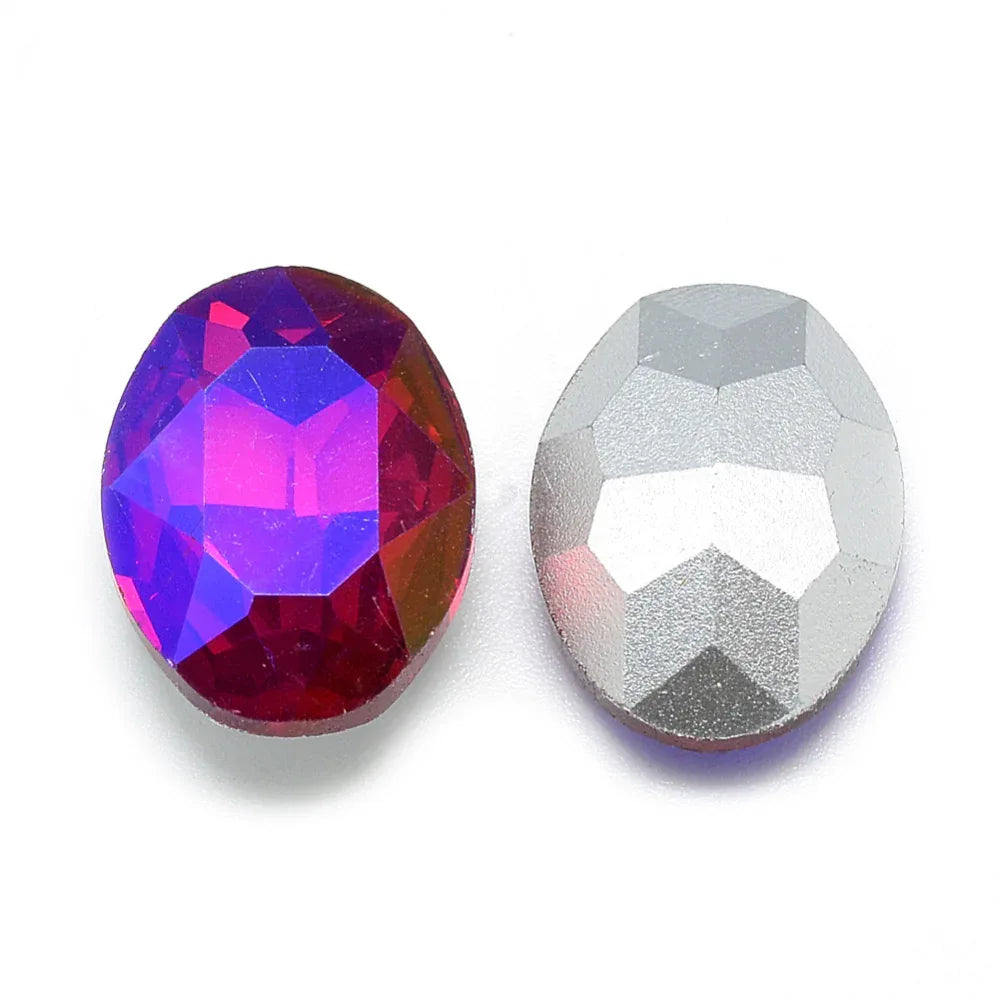 Kinesisk strass - Oval Blue/Red Shimmer 18x13mm 1 styck Hilmas Pyssel