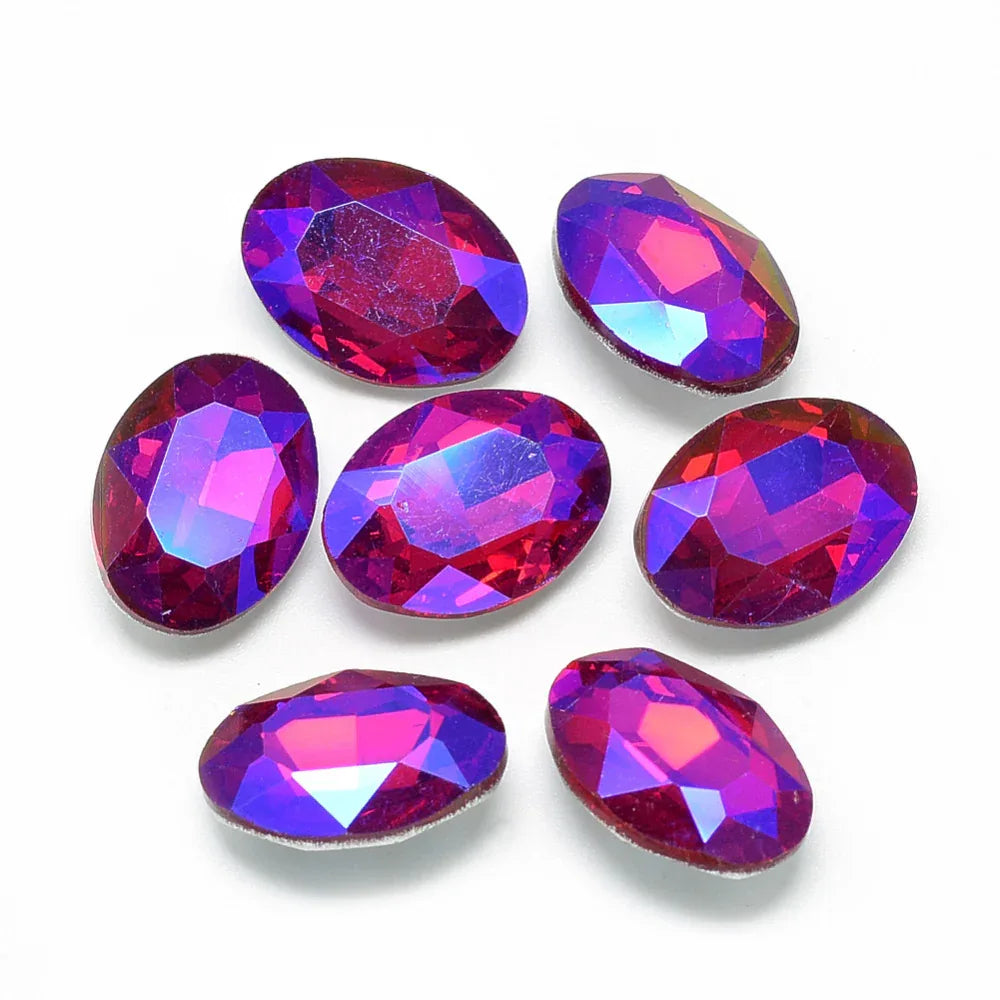 Kinesisk strass - Oval Blue/Red Shimmer 18x13mm 1 styck Hilmas Pyssel