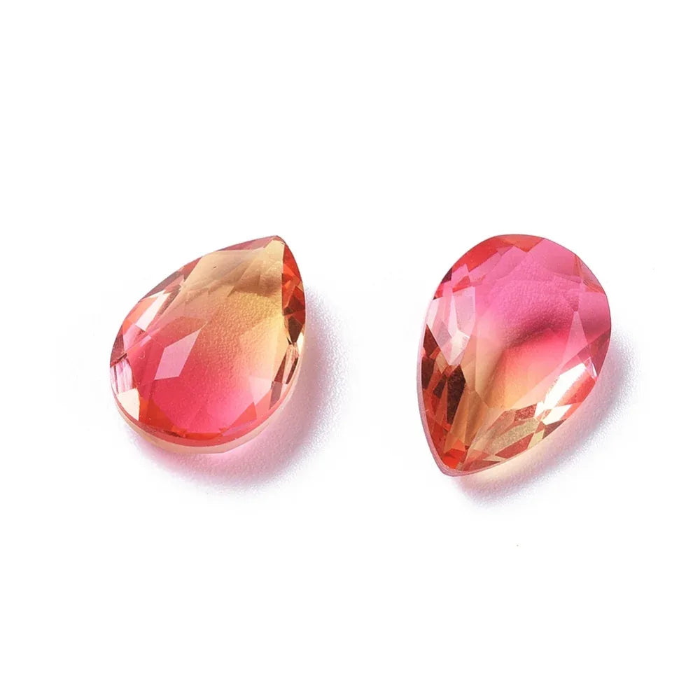Kinesisk strass - Teardrop Hot Pink/Yellow 14x10mm 1 styck Hilmas Pyssel