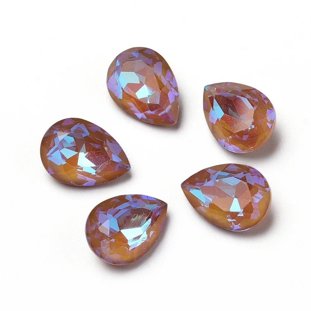 Kinesisk strass - Teardrop Mocha Shine 14x10mm 1styck Hilmas Pyssel
