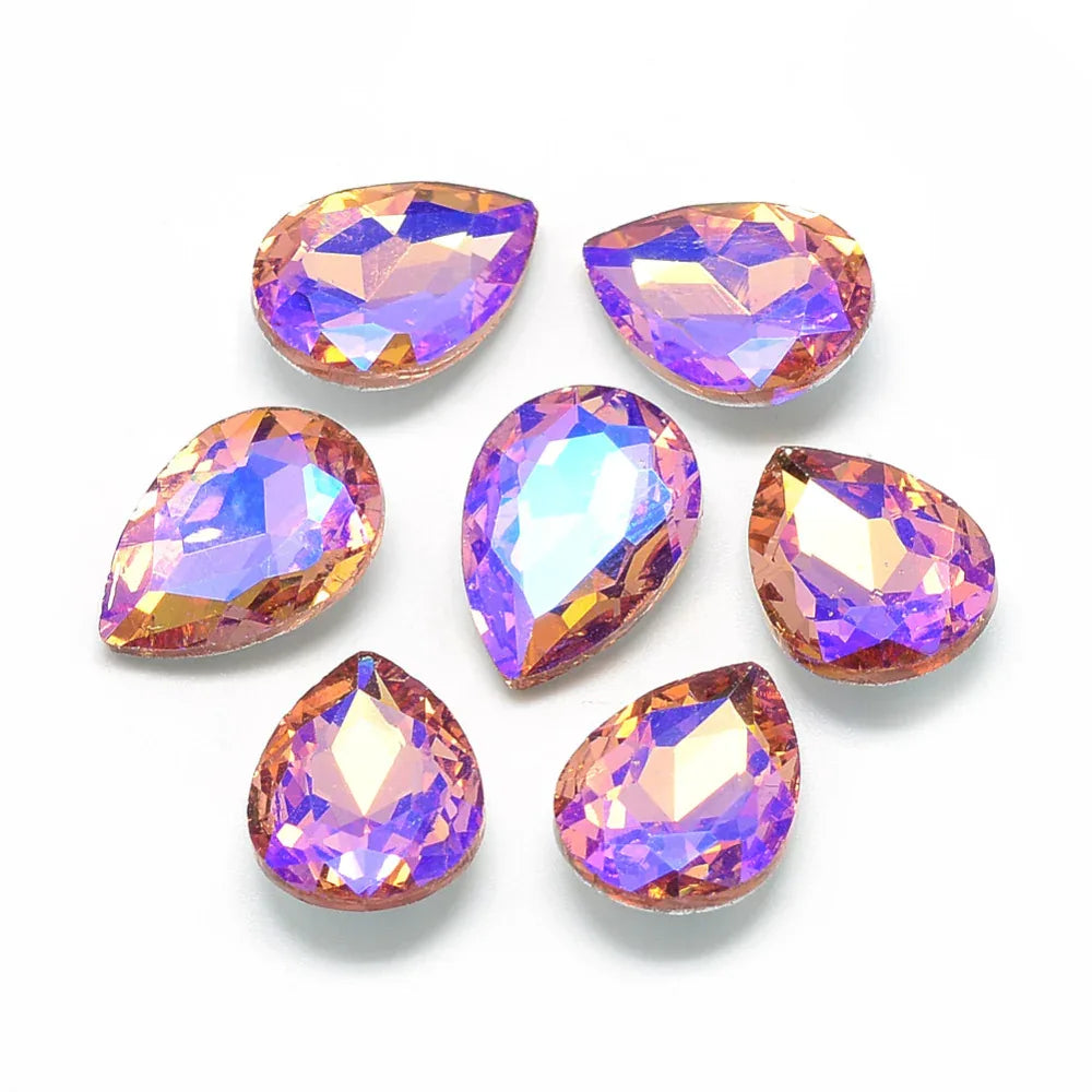 Kinesisk Strass - Teardrop Dark Salmon Shimmer 25x18mm 1 styck Hilmas Pyssel