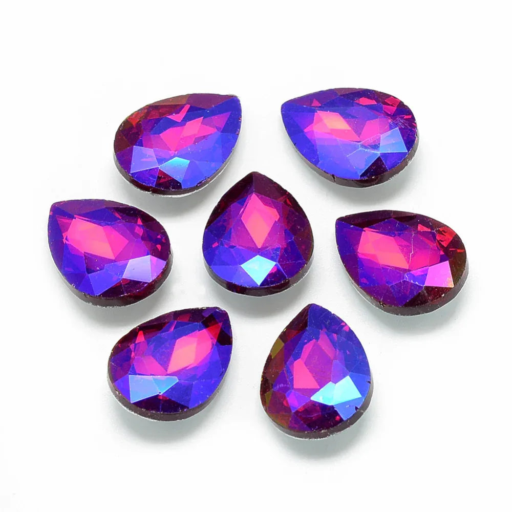 Kinesisk strass - Teardrop Blue/Red Shimmer 25x18mm 1 styck Hilmas Pyssel