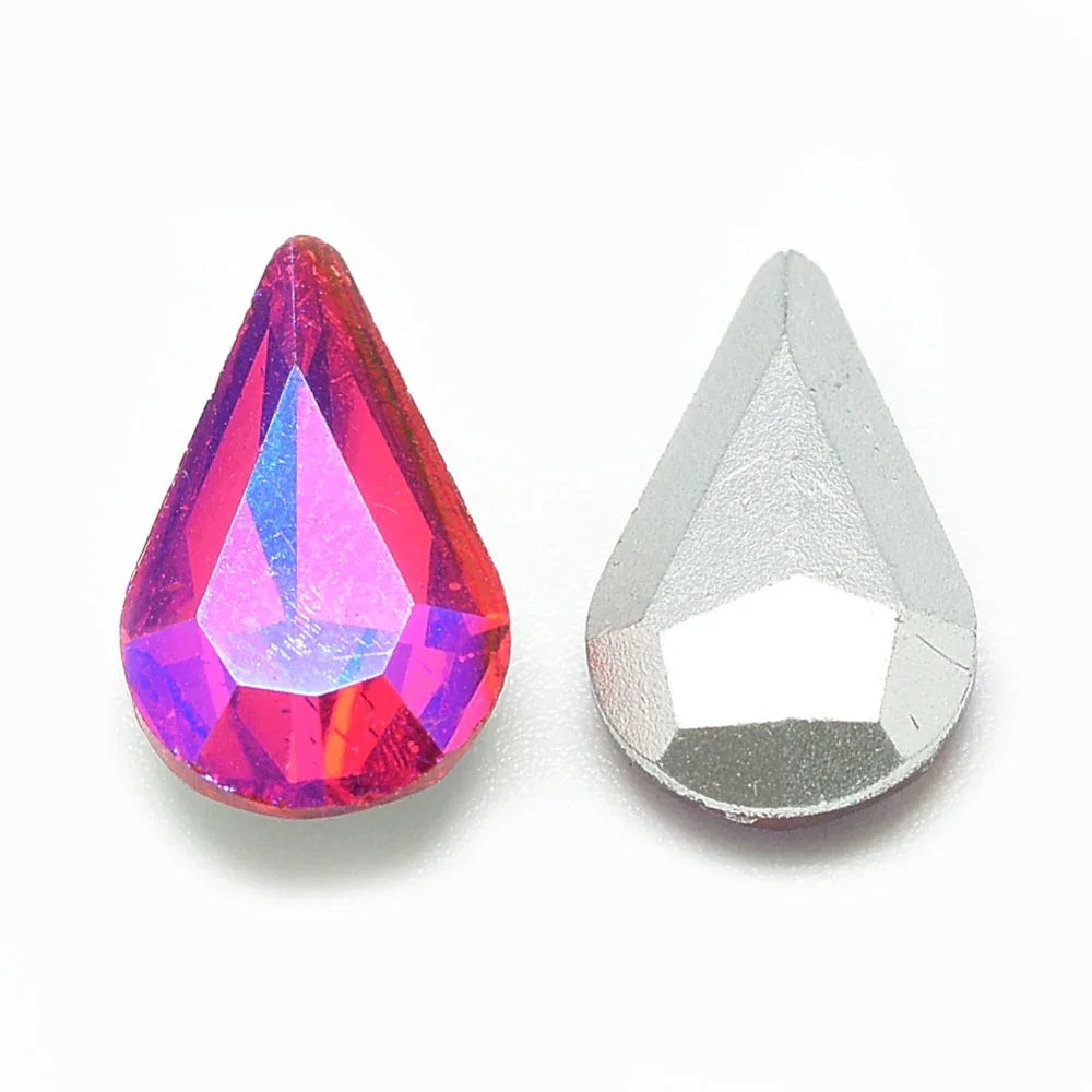 Kinesisk strass - Teardrop Blue/Red Shimmer 13x8mm 1 styck Hilmas Pyssel