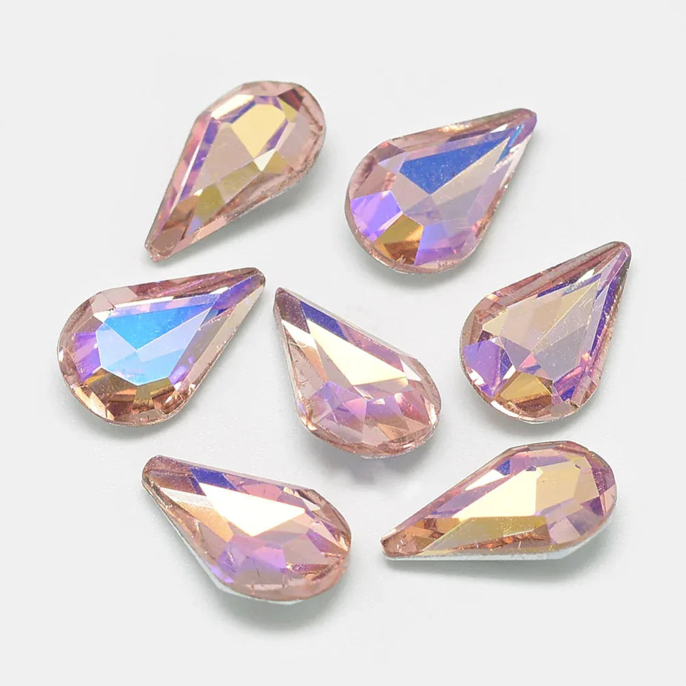 Kinesisk strass - Teardrop Dark Salmon Shimmer 13x8mm 1 styck Hilmas Pyssel
