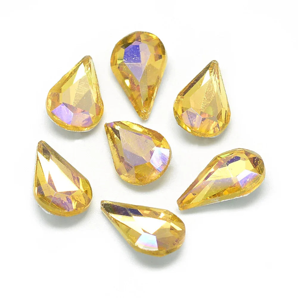 Kinesisk Strass - Teardrop Gold Shimmer 13x8mm 1 styck Hilmas Pyssel