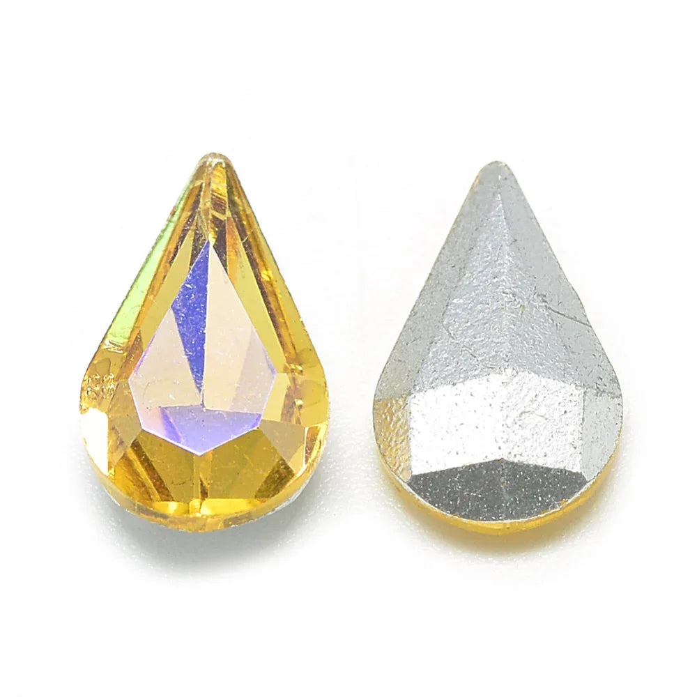 Kinesisk Strass - Teardrop Gold Shimmer 13x8mm 1 styck Hilmas Pyssel