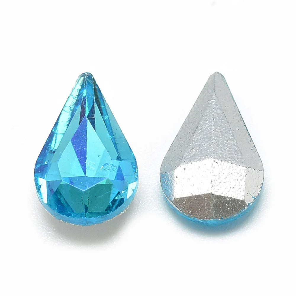 Kinesisk Strass - Teardrop Deep Sky Blue Shimmer 13x8mm 1 styck Hilmas Pyssel