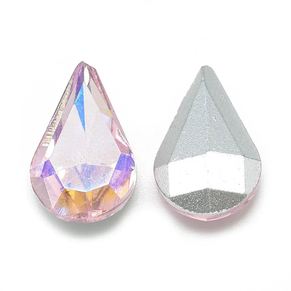 Kinesisk strass - Teardrop Pearl Pink Shimmer 13x8mm 1 styck Hilmas Pyssel