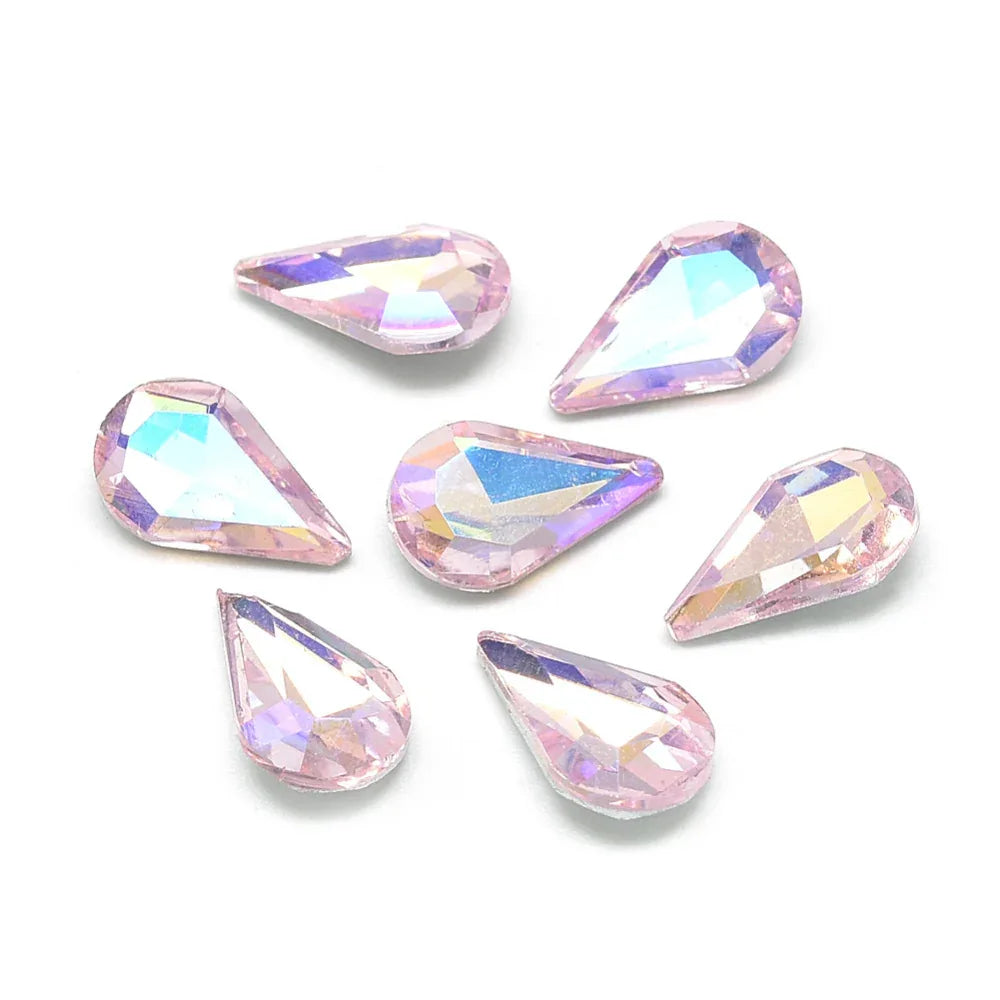 Kinesisk strass - Teardrop Pearl Pink Shimmer 13x8mm 1 styck Hilmas Pyssel