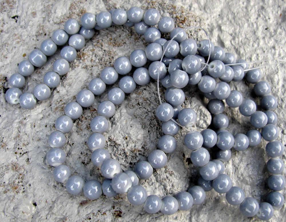 Glaspärlor Rund - Grå 8mm, 1 sträng Hilmas Pyssel